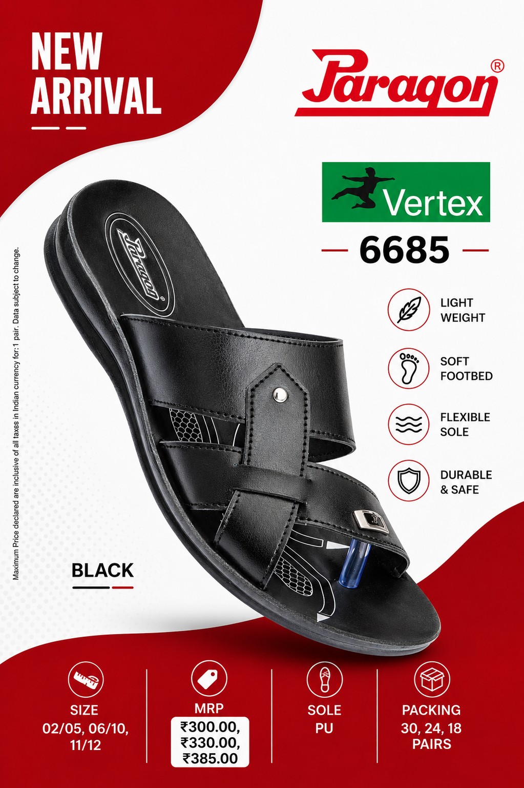 MENS PARAGON 6685 CHAPPAL - BLACK