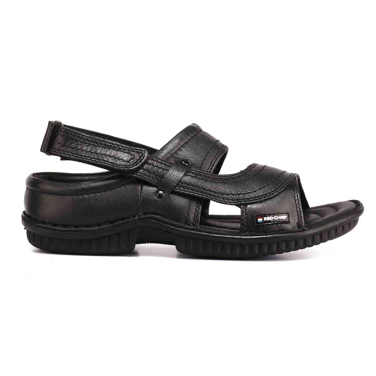 Red Chief Leather Comfortable Black Sandal For Men |RCA-247 001