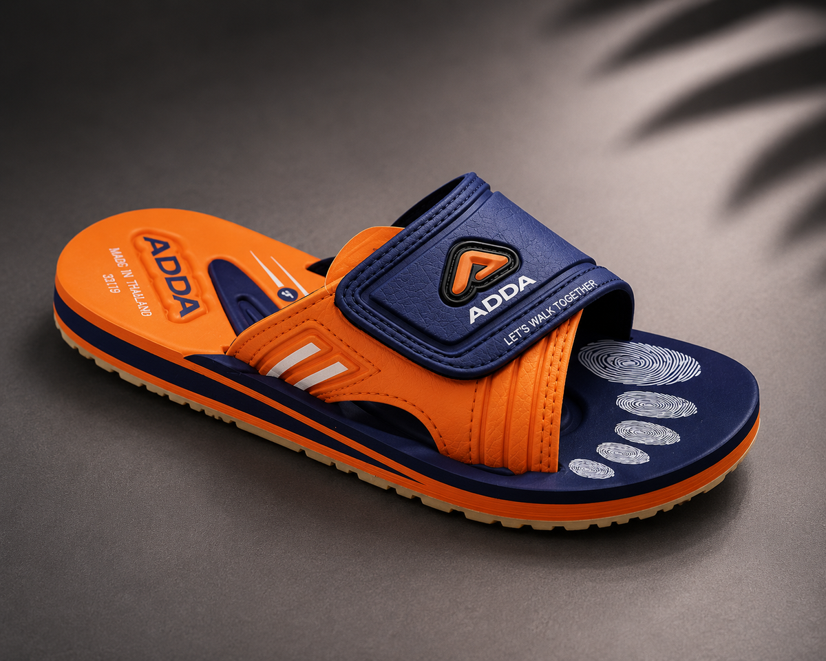 MENS ADDA WWW HARRY 36 PLUS SANDAL - ORANGE/NAVY