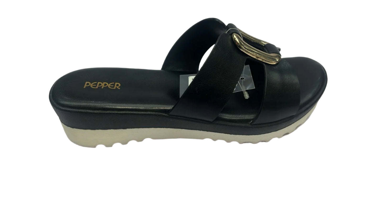 Women’s comfortable heel leather Pepper Black Gold soft doctor pad Sober party wearable
