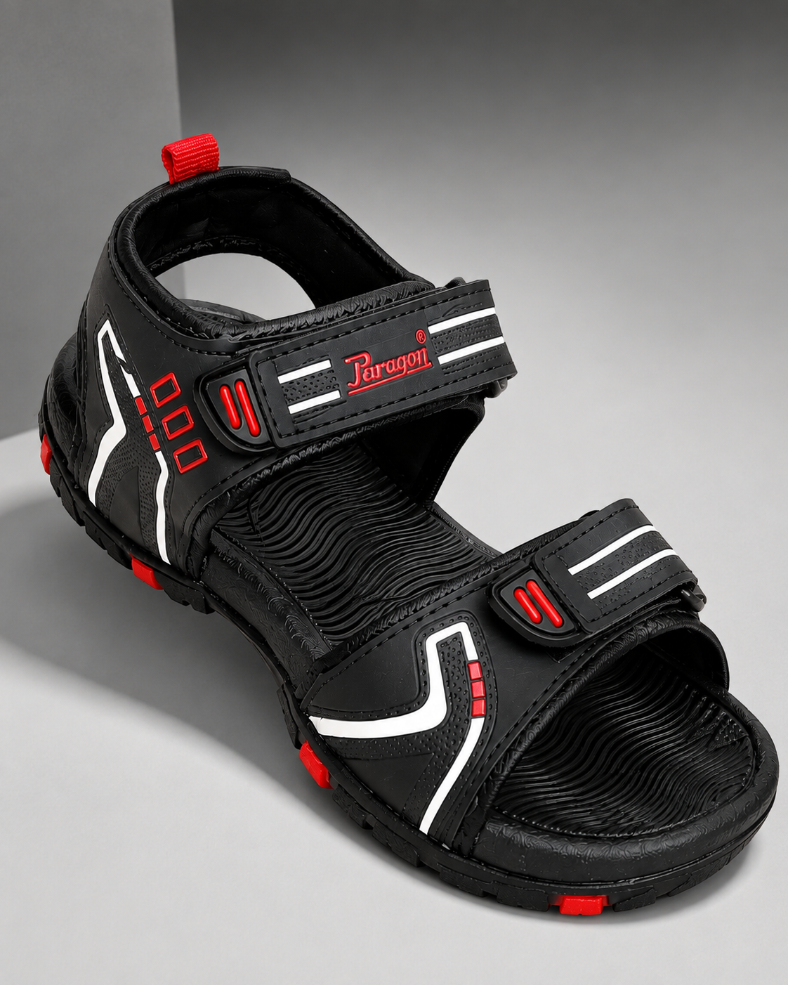 MENS PARAGON 9151 SANDAL - BLACK/RED