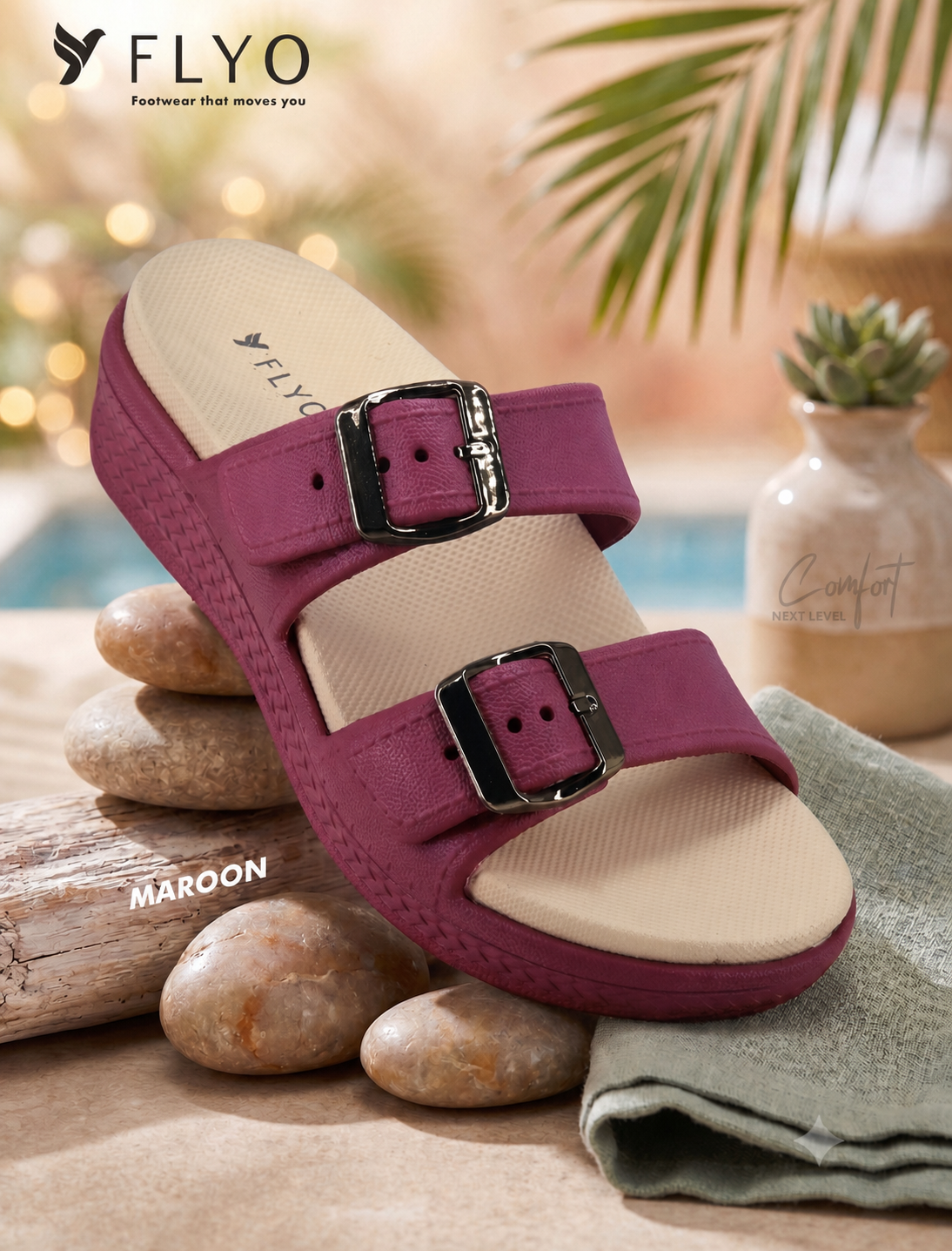 FLYO SAPNA Maroon Sandals