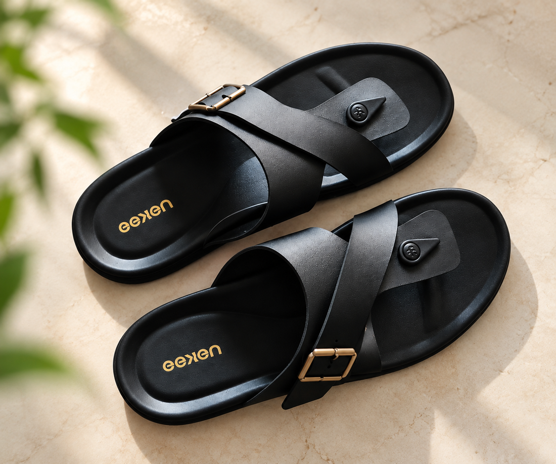 Eeken 6222 Men's Black Chappal - Comfortable Daily Wear Footwear on Shoemato