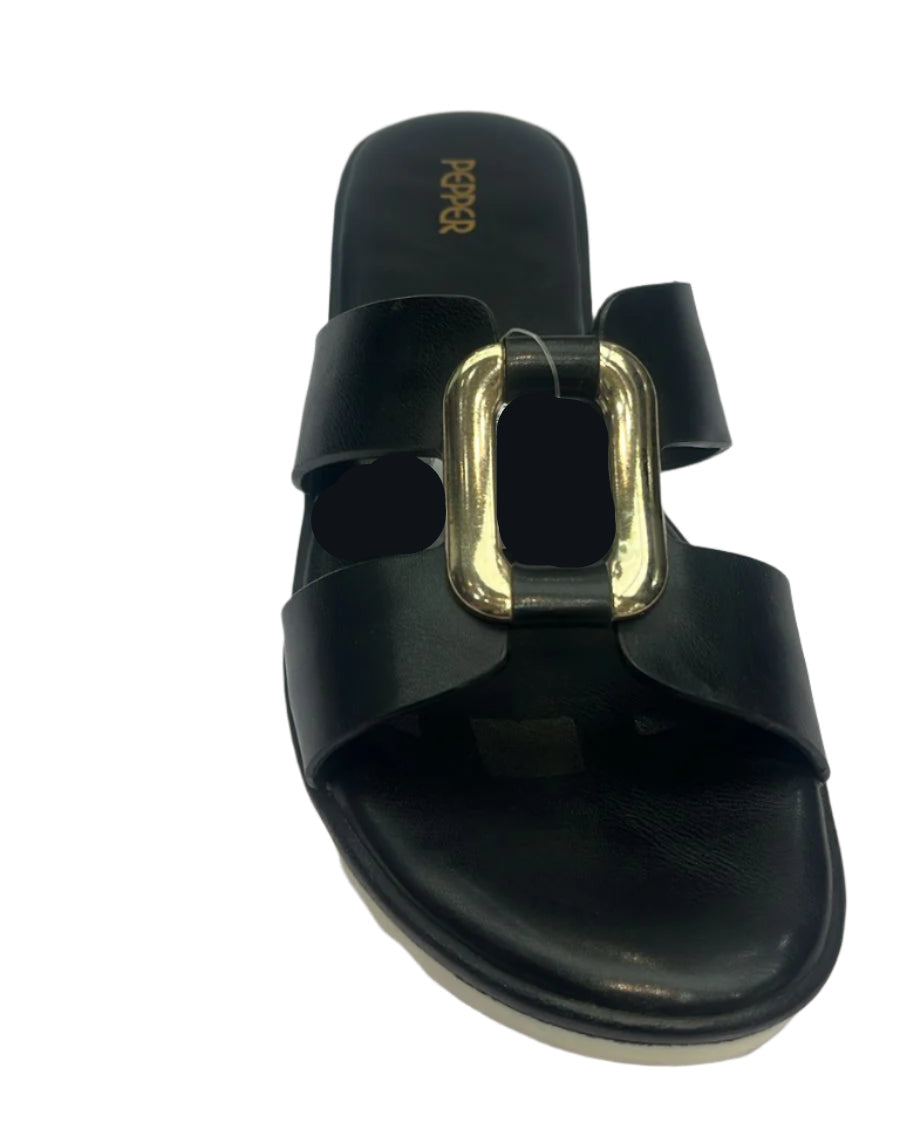 Women’s comfortable heel leather Pepper Black Gold soft doctor pad Sober party wearable