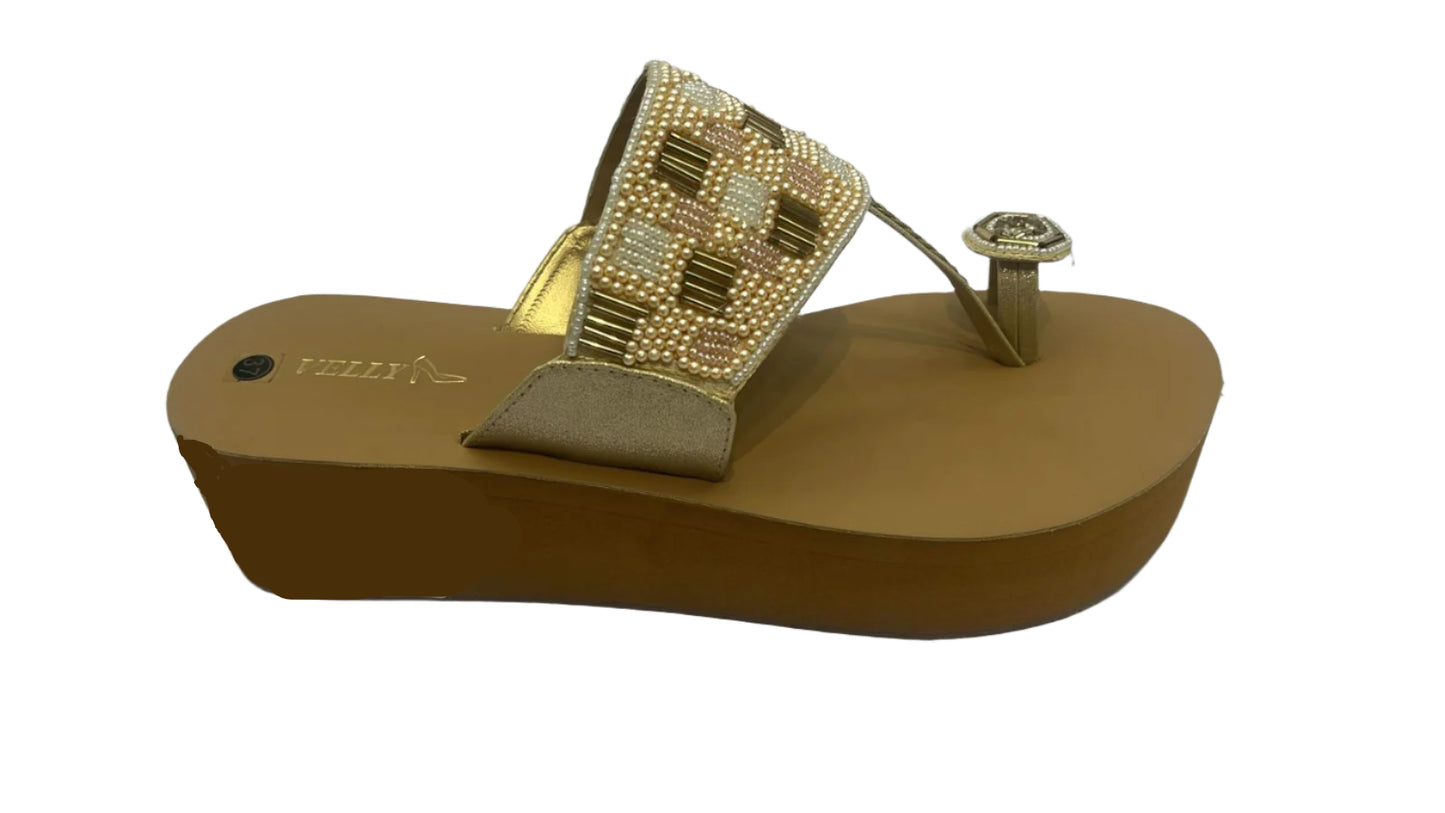 Women sober light wear fancy platform heel ethnic wear wedding comfort chappal DS 5718-17  L-224