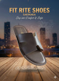Fit Rite FT10 Genuine Leather Chappal | Brown & Black | Buy Online India