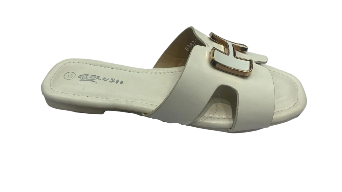 White leather women’s flippers casual cum party wear DS 6867-7 L-019