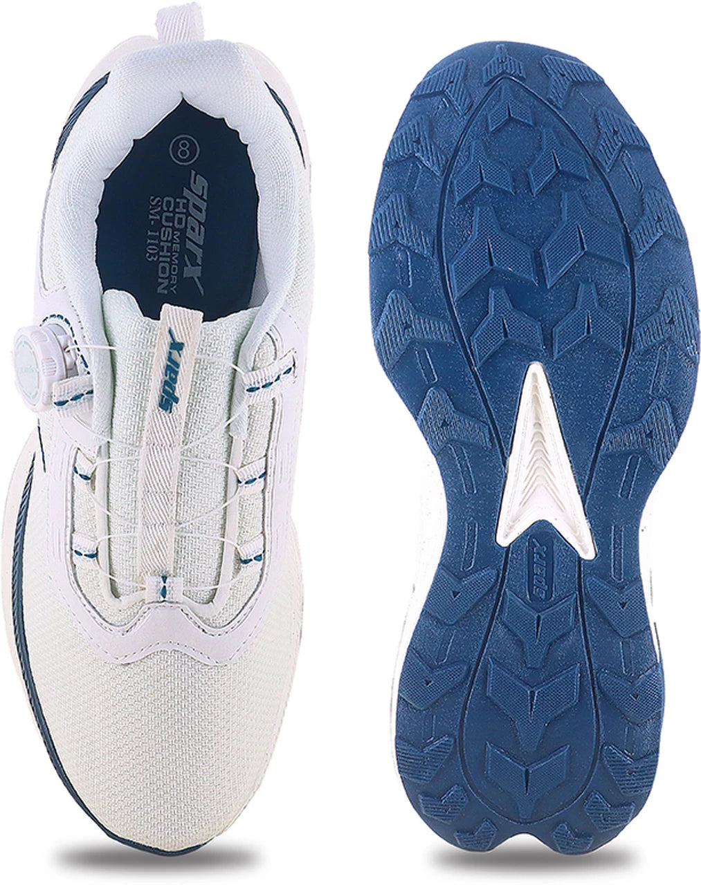 Sparx SM1103 Men's Sports Shoes | Pearl White & Teal Blue | Buy Online India