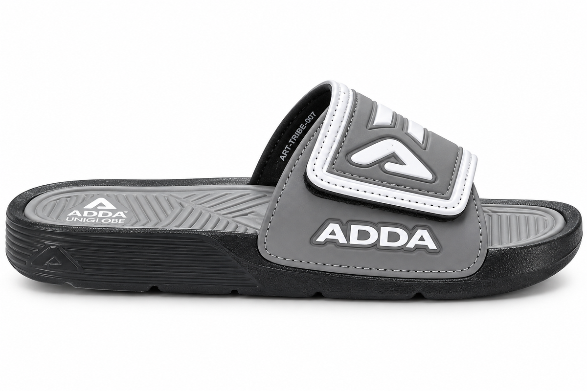 MENS ADDA ART TRIBE 007 CHAPPAL - GREY/BLACK