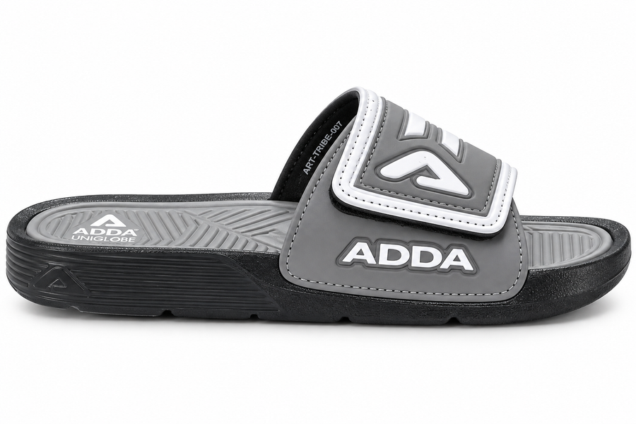 MENS ADDA ART TRIBE 007 CHAPPAL - GREY/BLACK