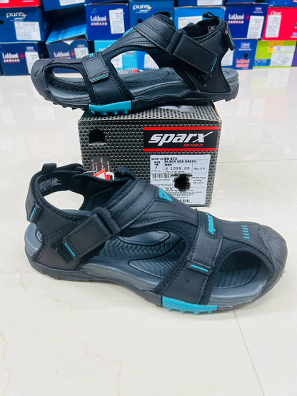 Sparx SS-673 Men's Office Sandal | Dark Grey & Sea Green | Buy Online India