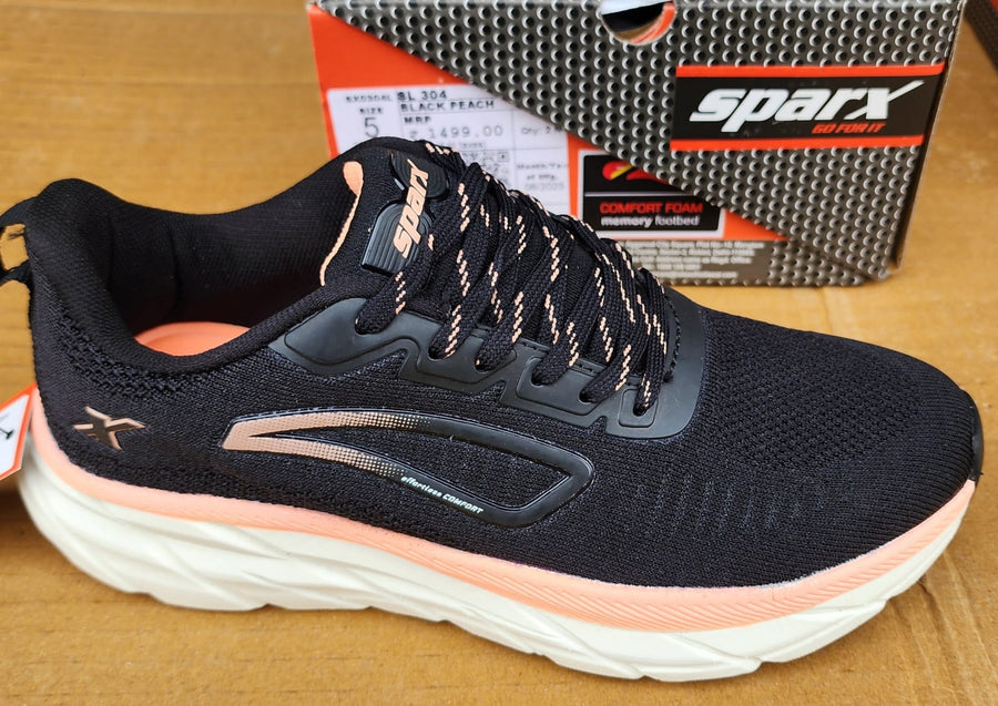 Sparx SL304 Women's Sports Shoes | Black Peach | Buy Online India