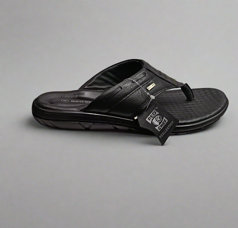 Red Chief Black Casual Leather Slipper For Men RC4034