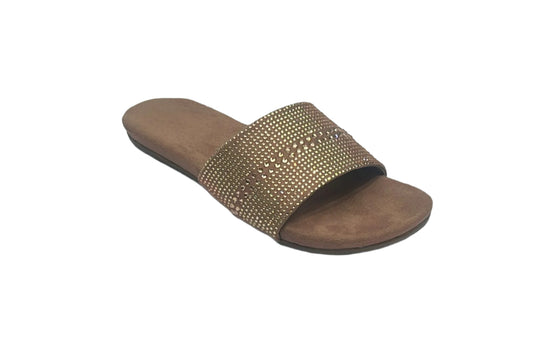Women glass work sober look comfortable soft pad flip flops sweat absorbing insole padding dS 3092 L-3508