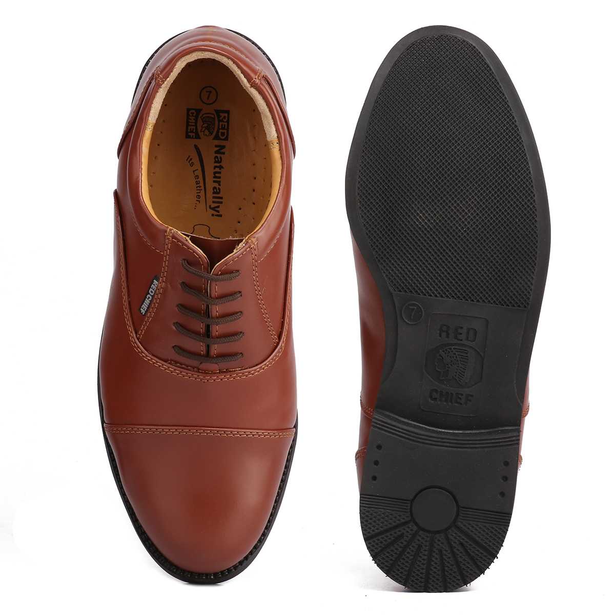 Red Chief Leather Low Ankle Lace Up Tan Formal Shoes For Men |RC0959L 006