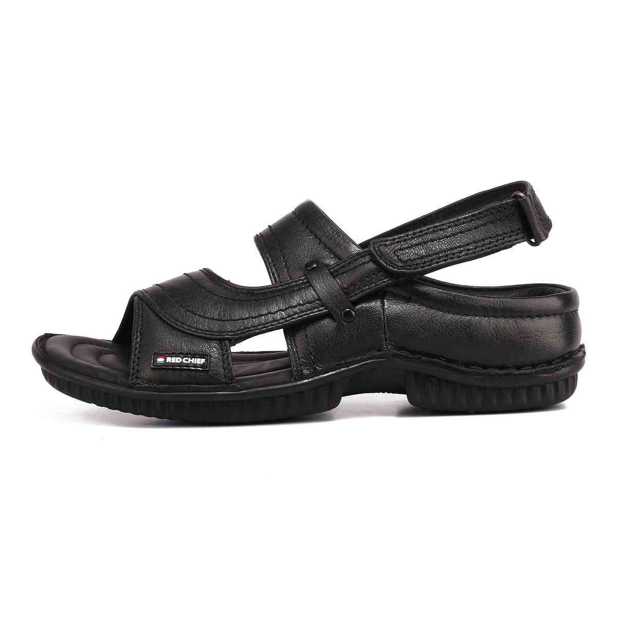 Red Chief Leather Comfortable Black Sandal For Men |RCA-247 001