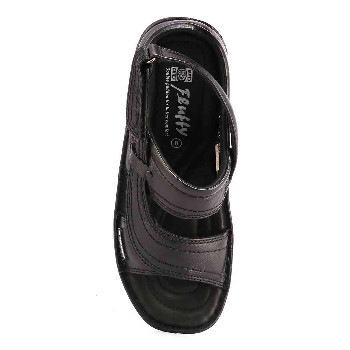 Red Chief Leather Comfortable Black Sandal For Men |RCA-247 001