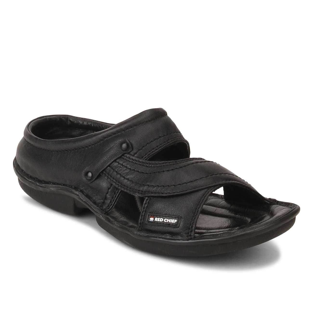 Red Chief Mens Original Black RC 248 Casual Leather Sandal