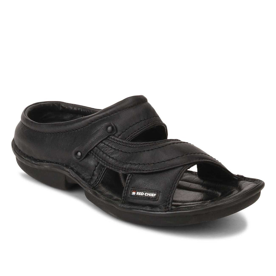 Red Chief Mens Original Black RC 248 Casual Leather Sandal
