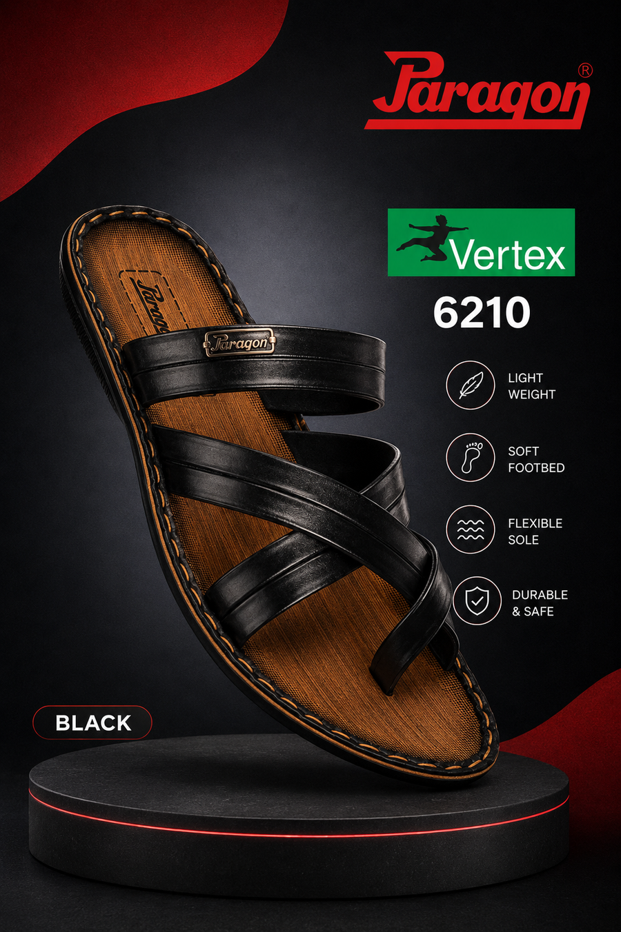 MENS PARAGON 6210 CHAPPAL - BLACK