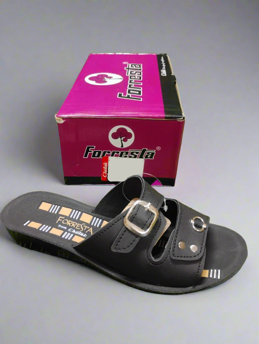 Forresta LS-651 Women's Slipper | Black & Brown | Buy Online India