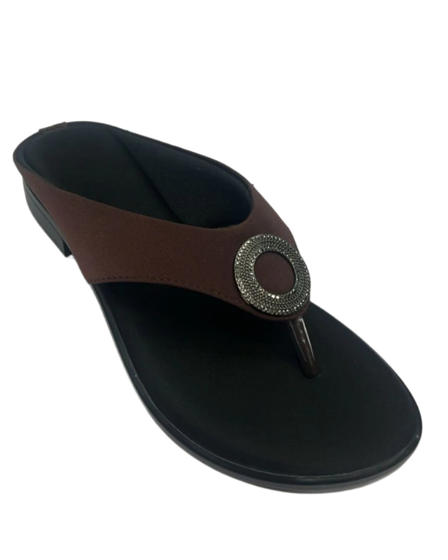 Vshape velvet maroon women’s slippers chappals flat Small Heel DS 60380 L-279