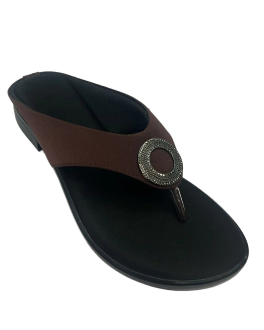 Vshape velvet maroon women’s slippers chappals flat Small Heel DS 60380 L-279