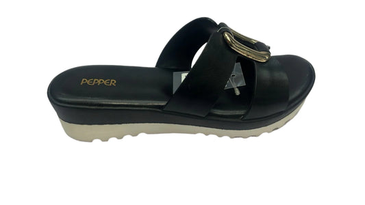 Women’s comfortable heel leather Pepper Black Gold soft doctor pad Sober party wearable