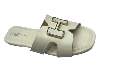 White leather women’s flippers casual cum party wear DS 6867-7 L-019