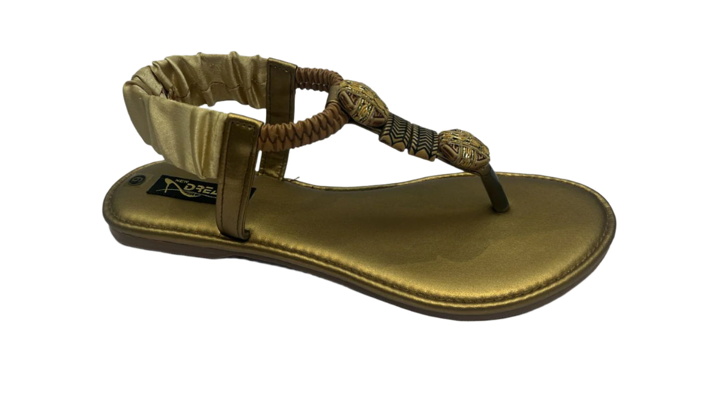 Women’s comfortable flat sandal light gold DS 1101 L-129