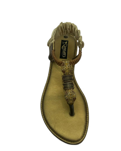 Women’s comfortable flat sandal light gold DS 1101 L-129