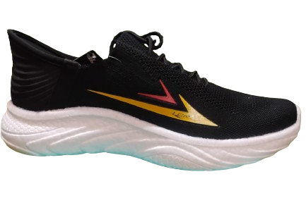 Lancer black sports running shoes with red and yellow detailing PLATINUM-49