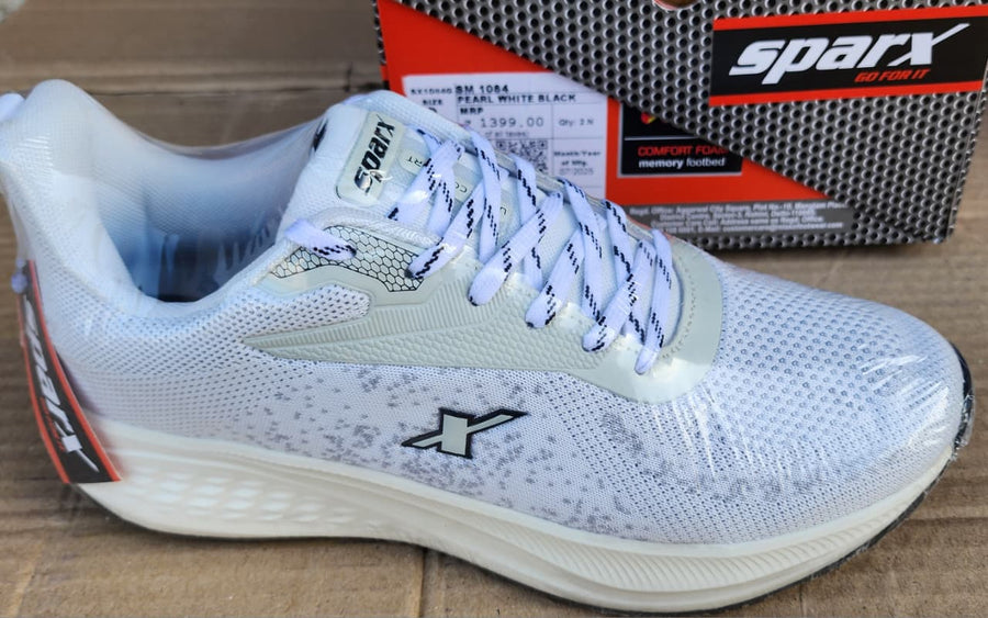 Sparx SM1084 Men's Sports Shoes | Pearl White & Navy | Buy Online India