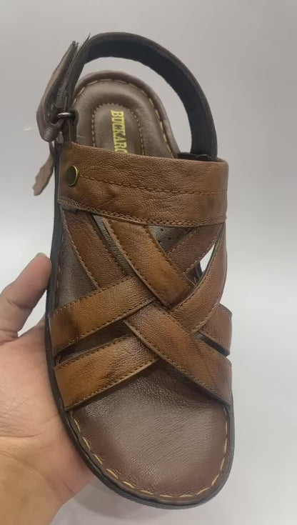 Men’s Full cover leather sandal soft doctor pad DS 24-52093 J-1392